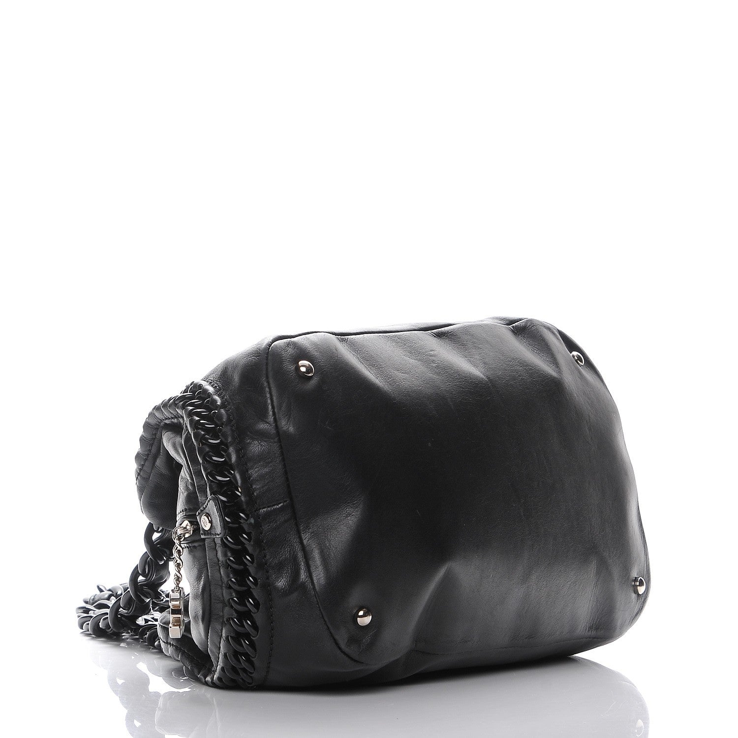 Chanel Calfskin Modern Chain Rhodoid Bowling Bag Black 4 of 8