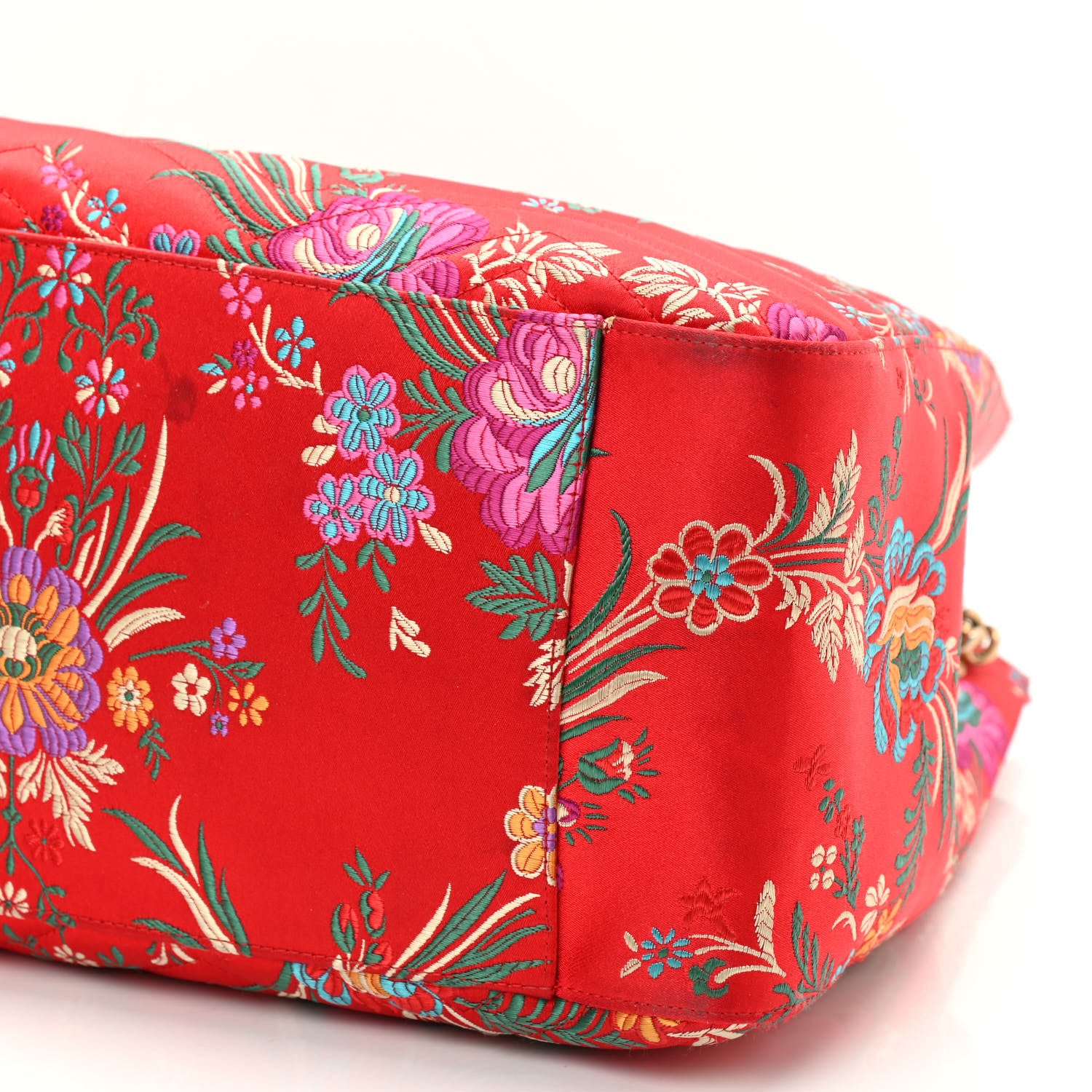 Gucci Jacquard Matelasse Floral Medium GG Marmont Tote Bag Red 10 of 11