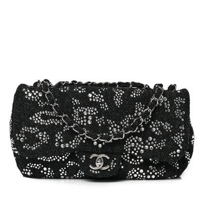Chanel Tweed Swarovski Crystal Leopard Jumbo Flap Black 1 of 8