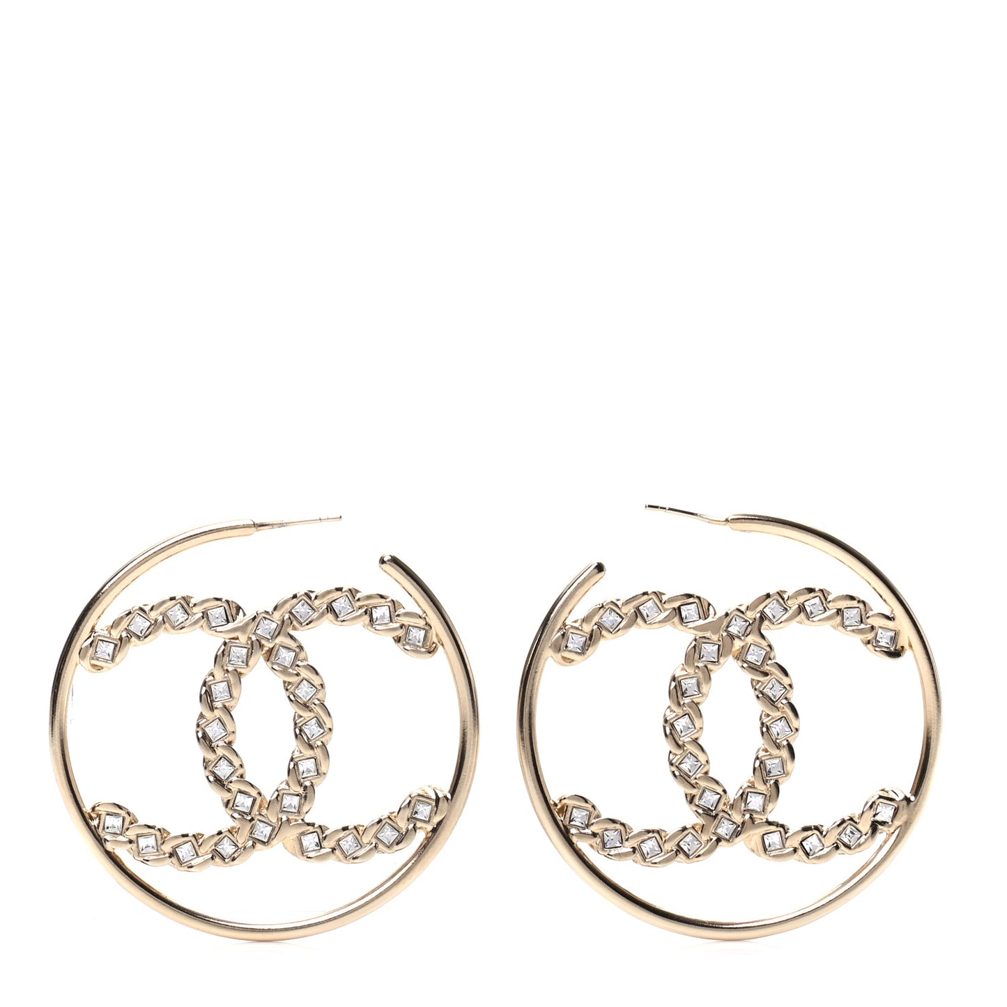 Crystal High Society CC Hoop Earrings Gold