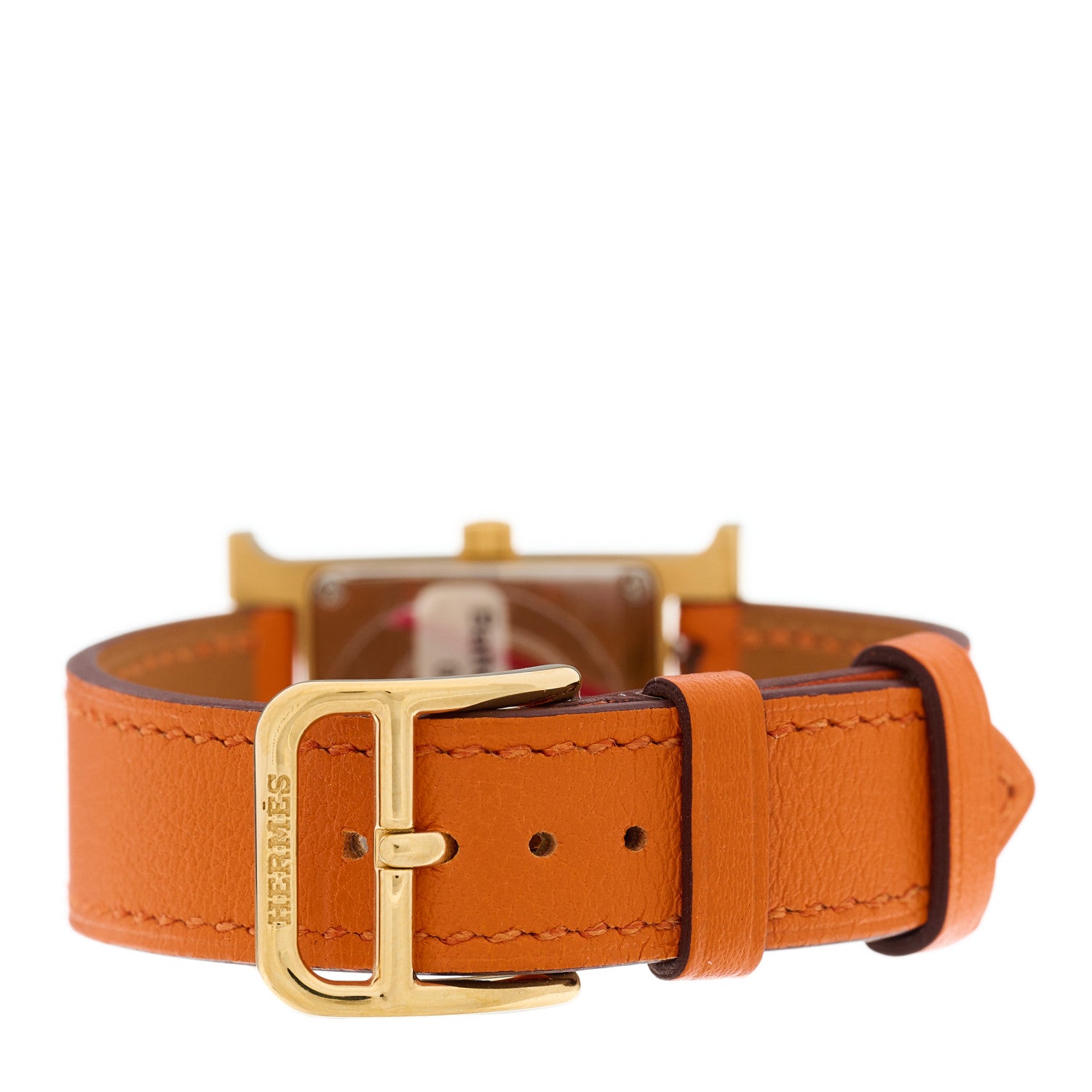 Hermes Stainless Steel Swift 21mm Heure H Hour Quartz Watch Orange 3 of 5