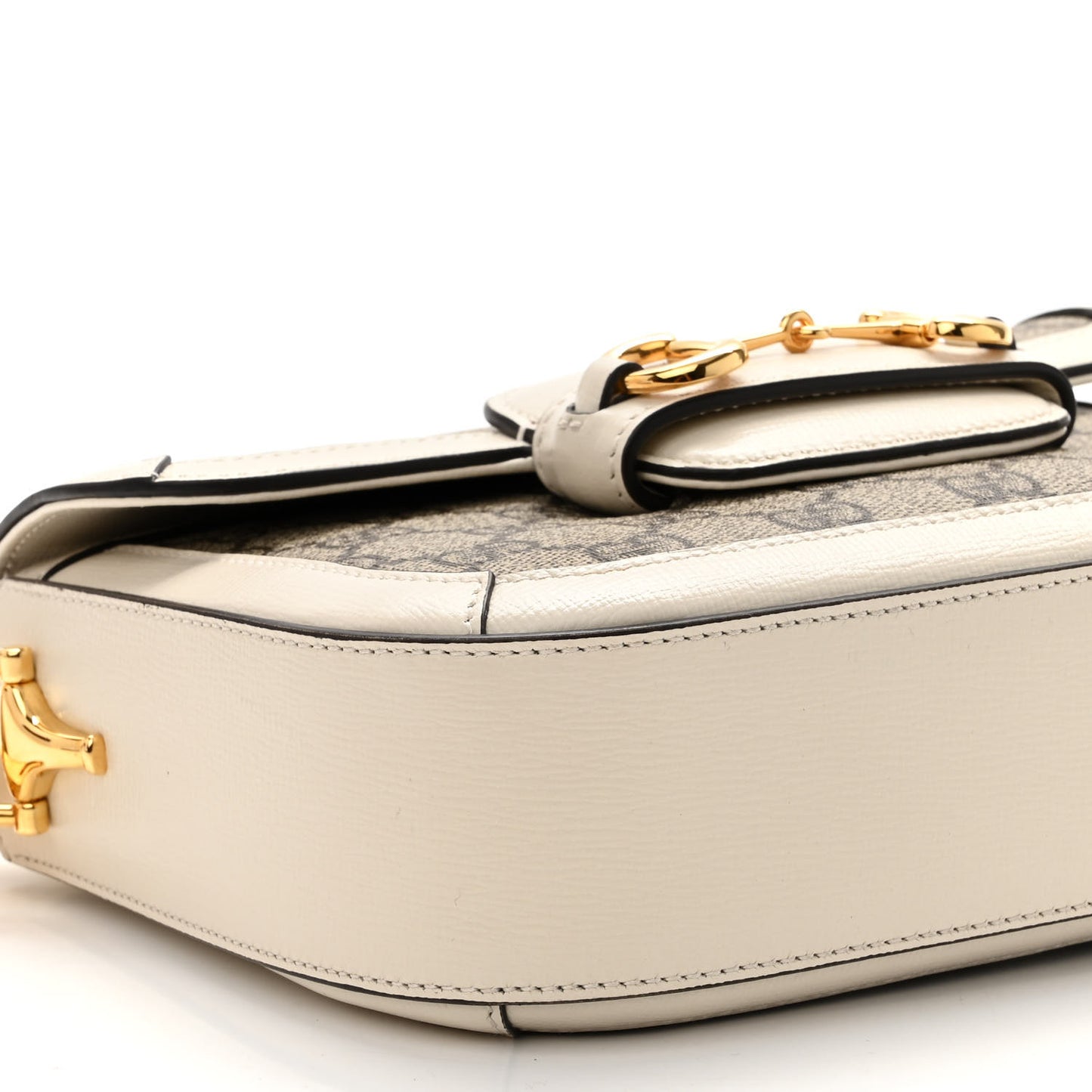 GG Supreme Monogram Web Mini Horsebit 1955 Shoulder Bag Beige Mystic White