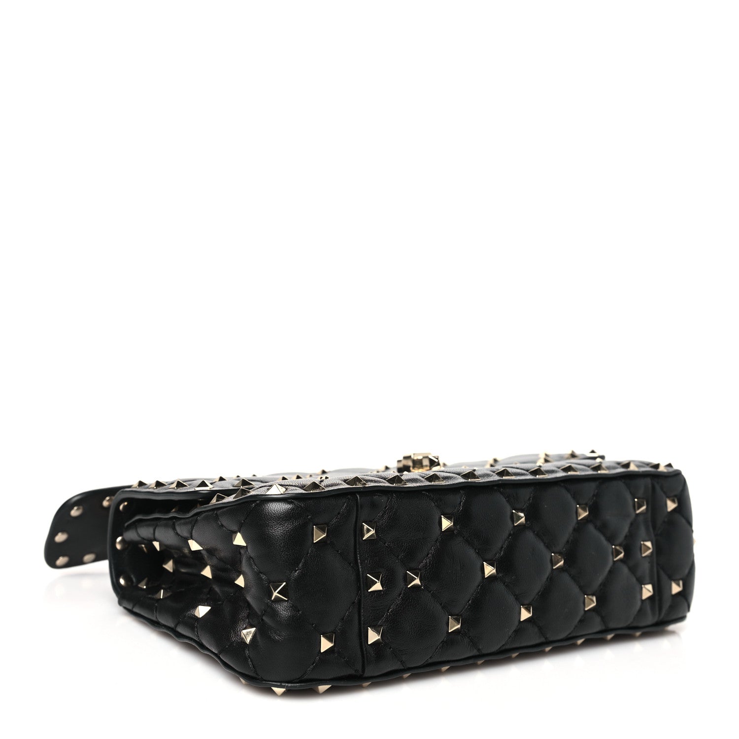 Valentino Garavani Craquele Nappa Small Rockstud Spike Shoulder Bag Black 4 of 9