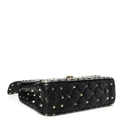 Valentino Garavani Craquele Nappa Small Rockstud Spike Shoulder Bag Black 4 of 9
