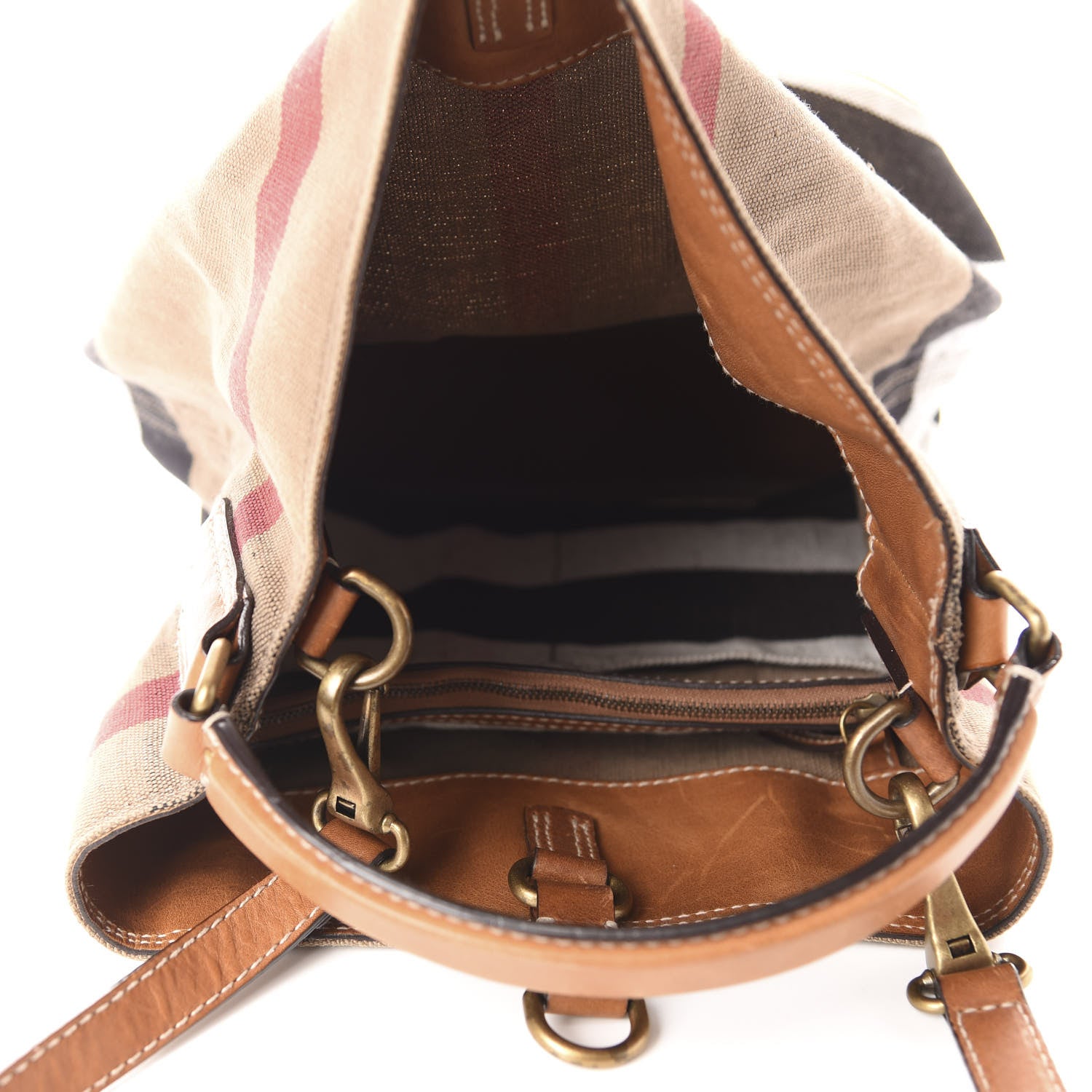 Burberry Canvas Mega Check Medium Ashby Hobo Saddle Brown 5 of 11
