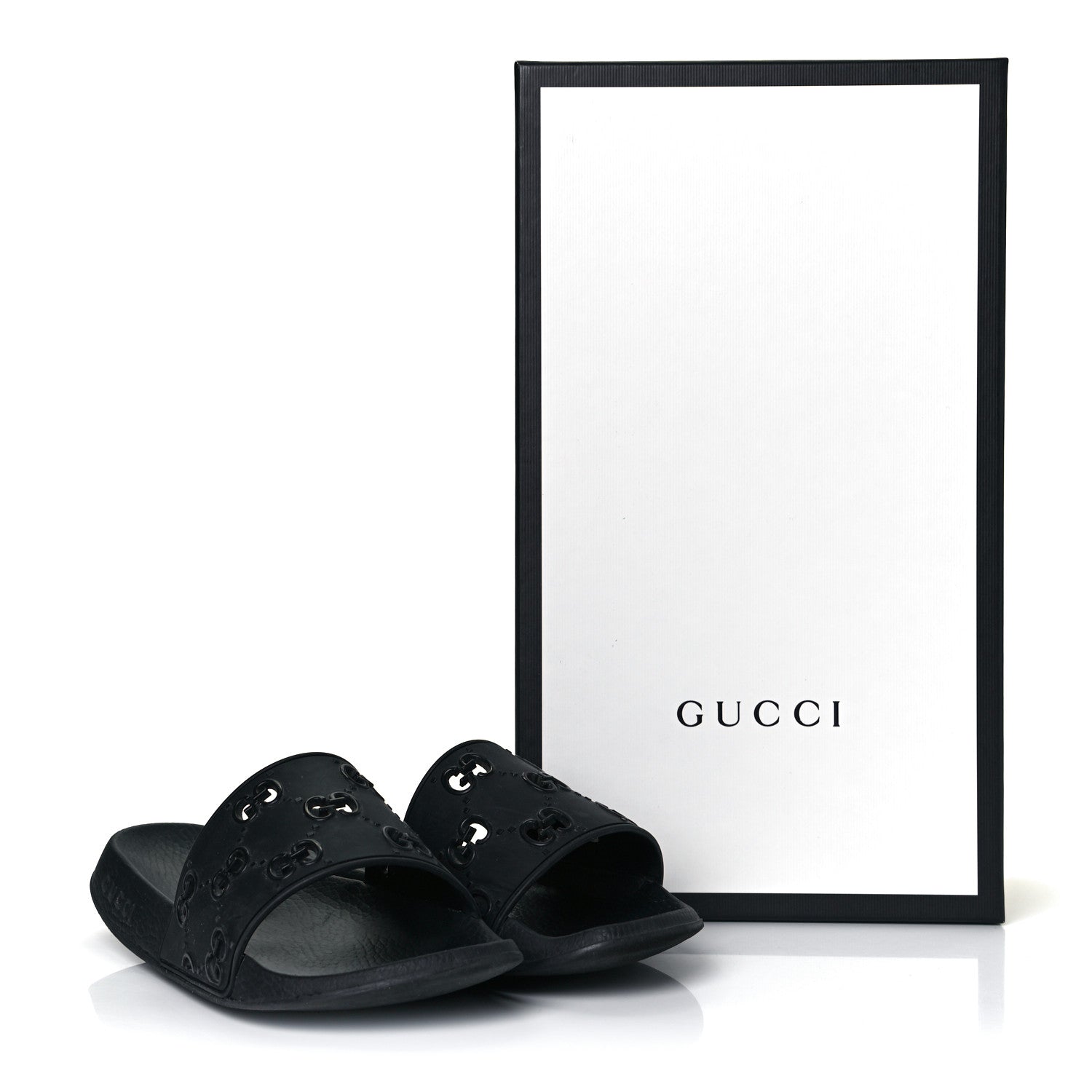 Gucci Rubber GG Monogram Mens Slide Sandals 7 Black 7 of 7