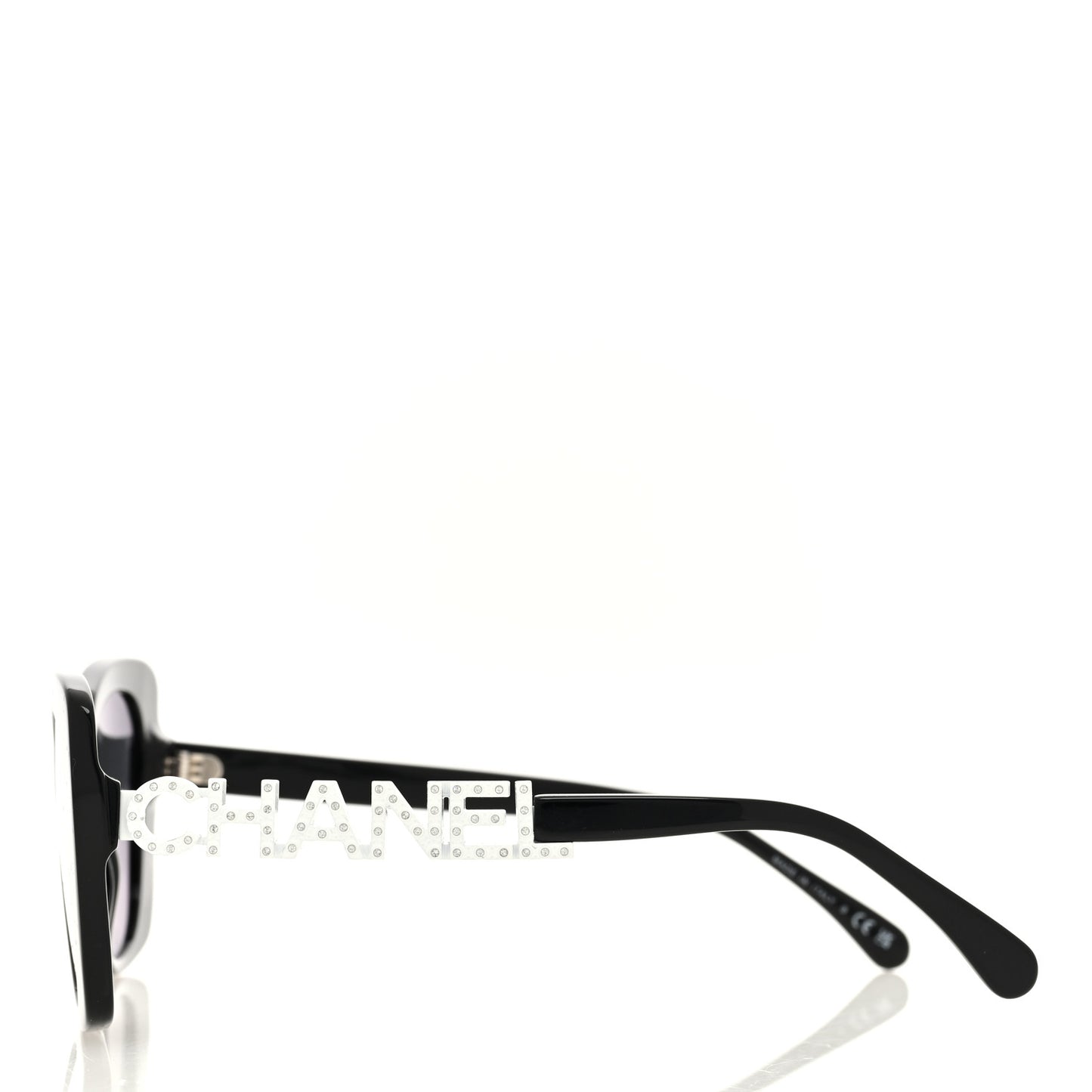 Acetate Strass Square Sunglasses 5422-B-A Black White