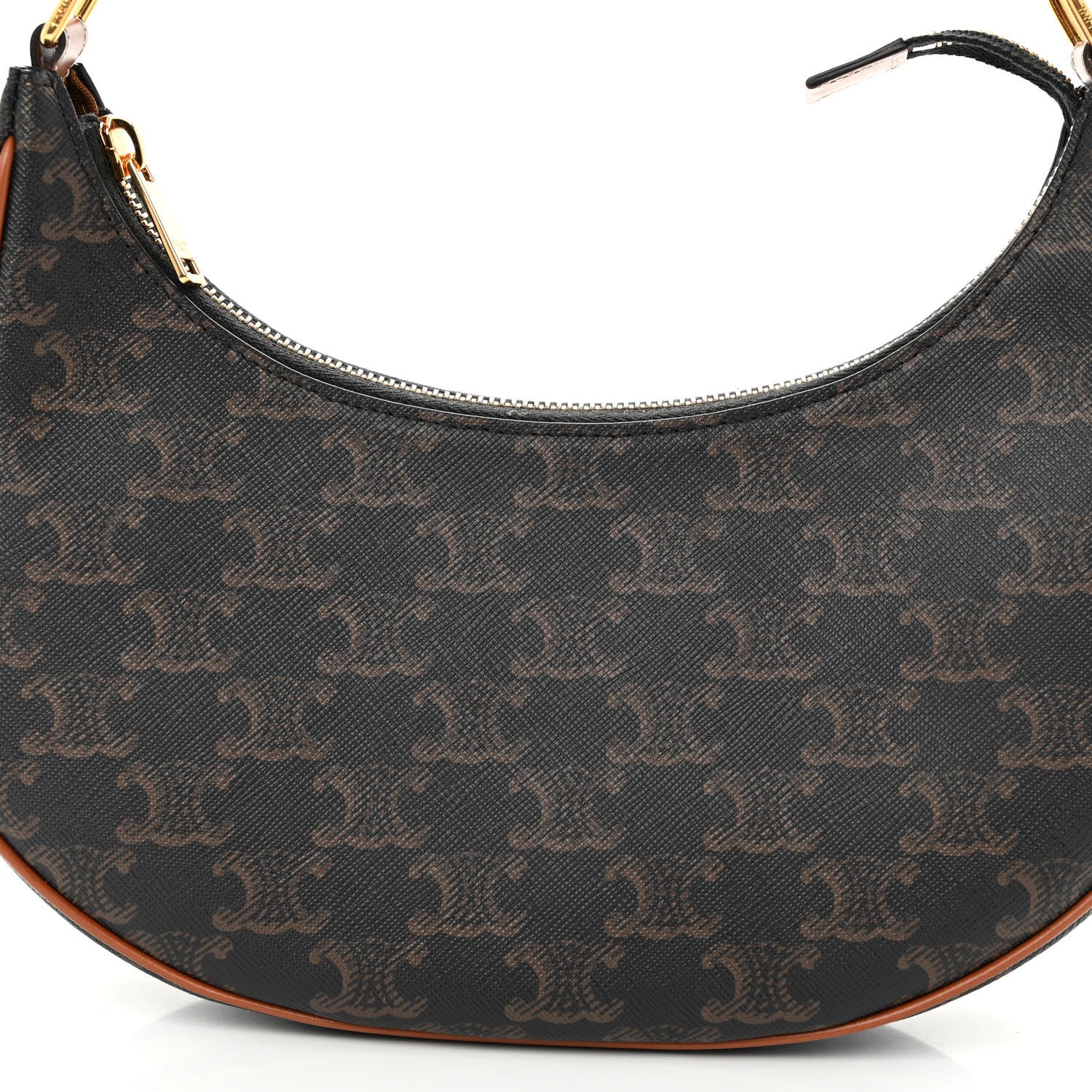 Celine Triomphe Canvas Calfskin Ava Shoulder Bag Tan 7 of 10