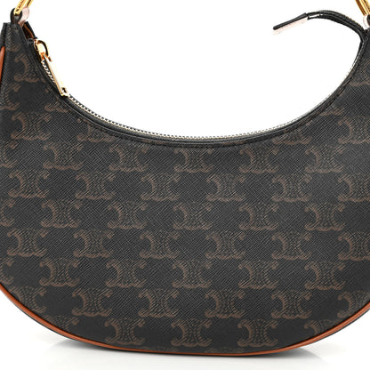 Celine Triomphe Canvas Calfskin Ava Shoulder Bag Tan 7 of 10