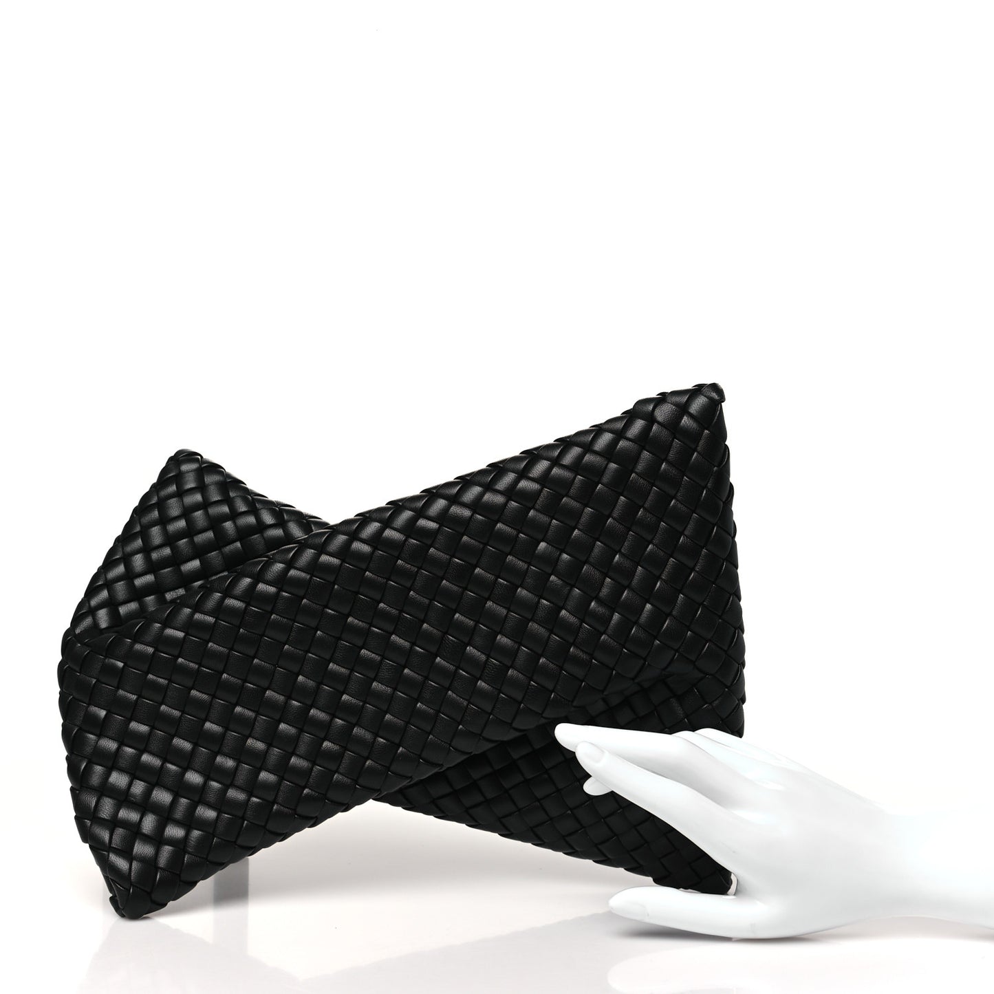 Nappa Intrecciato Crisscross Clutch Black