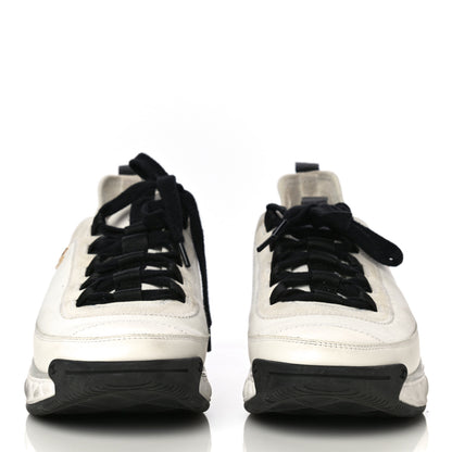 Chanel Velvet Calfskin Mixed Fibers CC Sneakers 40 Ivory Black 3 of 16