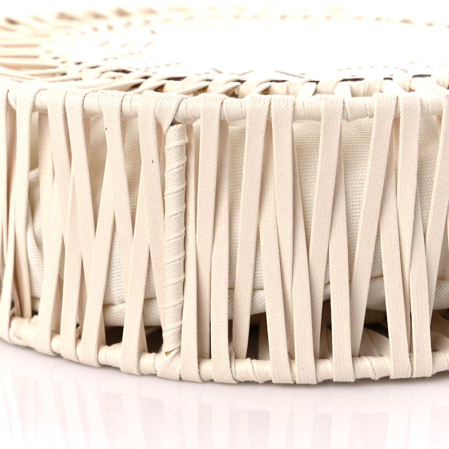 Raffia Eco Alter Nappa Perforated Logo Round Crossbody Bag Natural