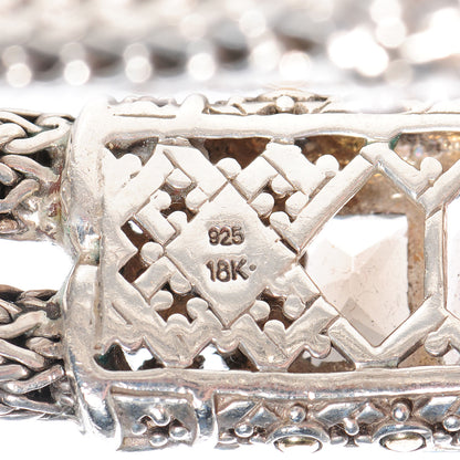 John Hardy Sterling Silver 18K Gold Smoky Quartz Diamond Batu Sari Large Station Bracelet 6 of 7