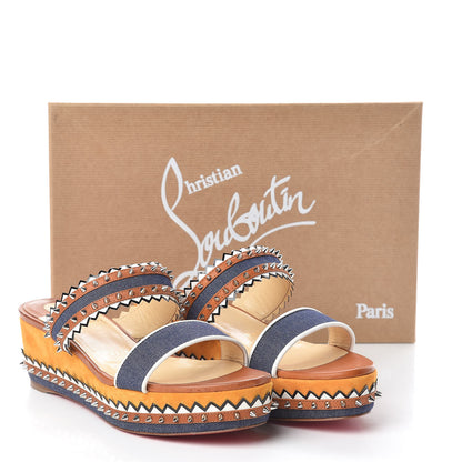 Christian Louboutin Denim Calfskin Nappa Montezuplage 60 Platform Slide Sandals 37 Multicolor 8 of 8