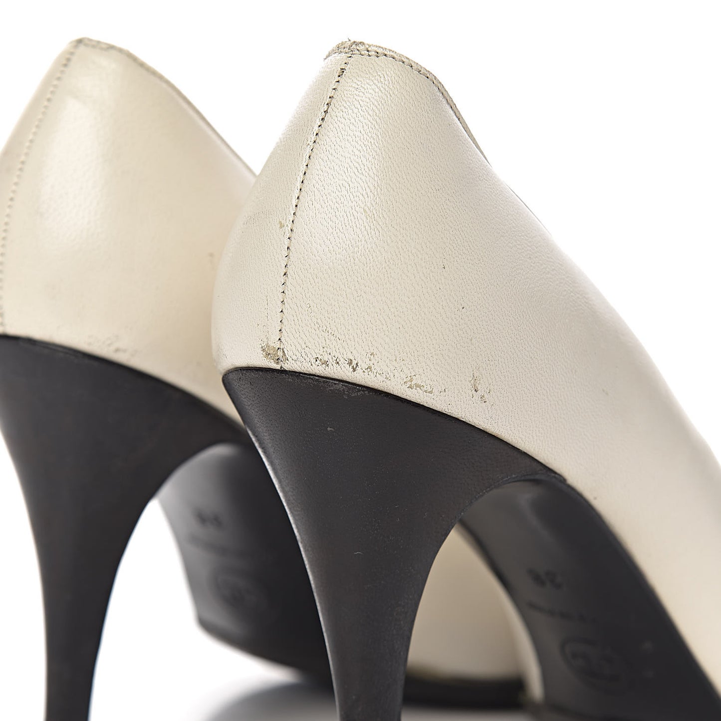 Lambskin Cap Toe Pumps 38 White Black