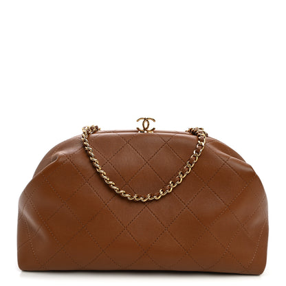 Chanel Lambskin Stitched Clutch With Chain Brown 1 of 10