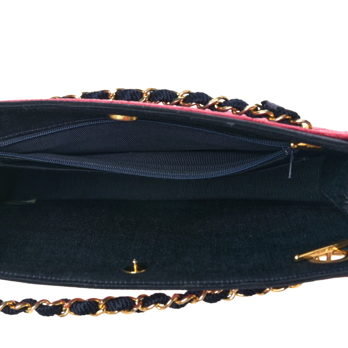 Wool Grosgrain Quilted Shoulder Bag Pink Black