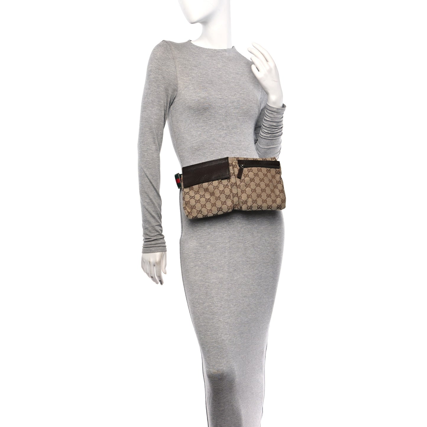 Monogram Web Belt Bag Dark Brown