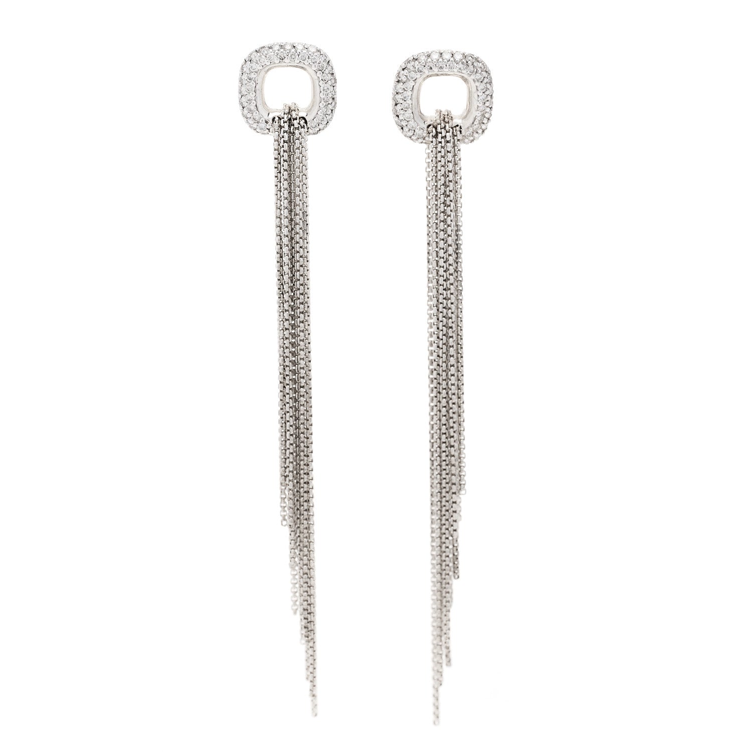 David Yurman Sterling Silver Pave Diamond Lariat Waterfall Earrings 1 of 4