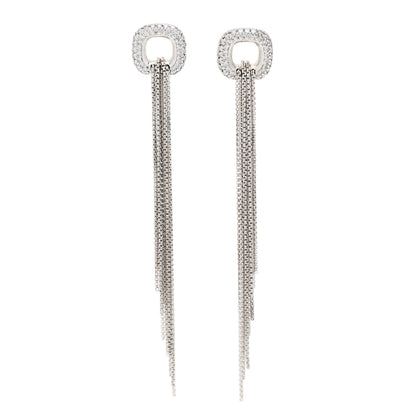David Yurman Sterling Silver Pave Diamond Lariat Waterfall Earrings 1 of 4