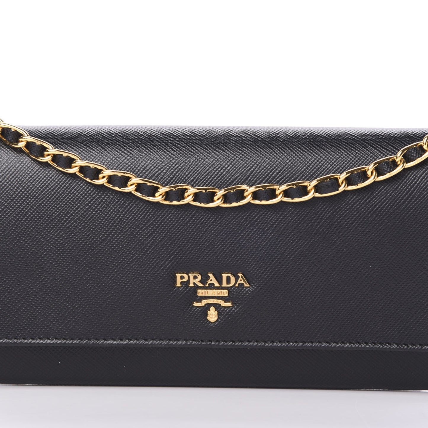 Saffiano Metal Oro Chain Wallet Black