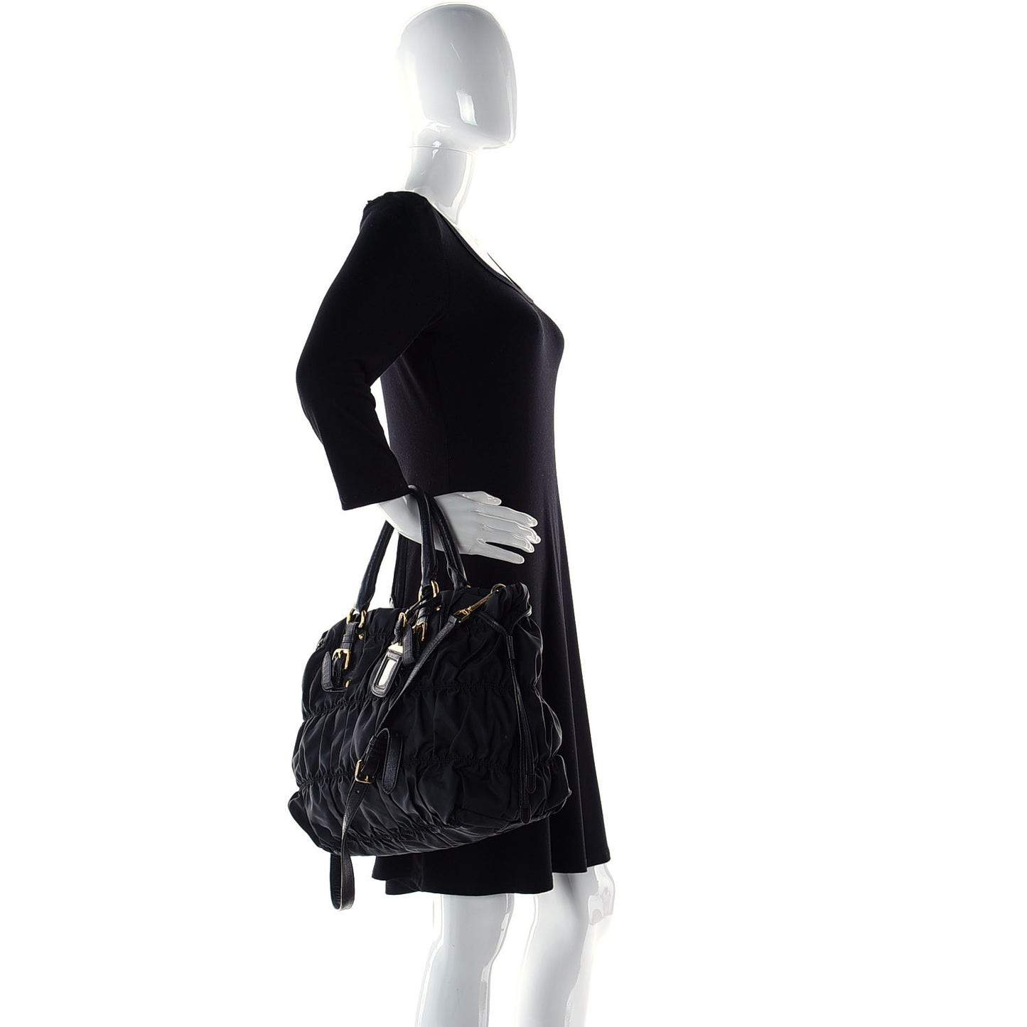 Tessuto Nylon Gaufre Tote Black