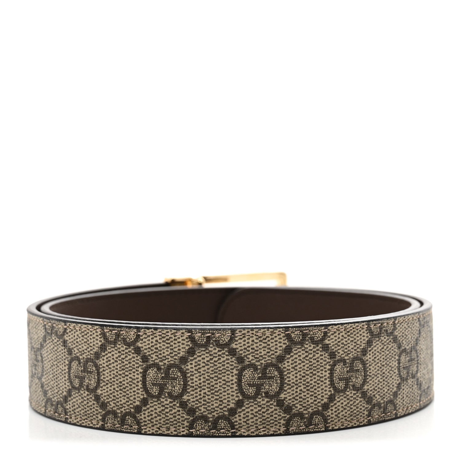 Gucci Supreme Monogram Calfskin Rectangular Belt 80 32 Brown 2 of 5