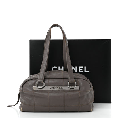 Chanel Caviar Square Stitched Bowler Grey 17 of 17