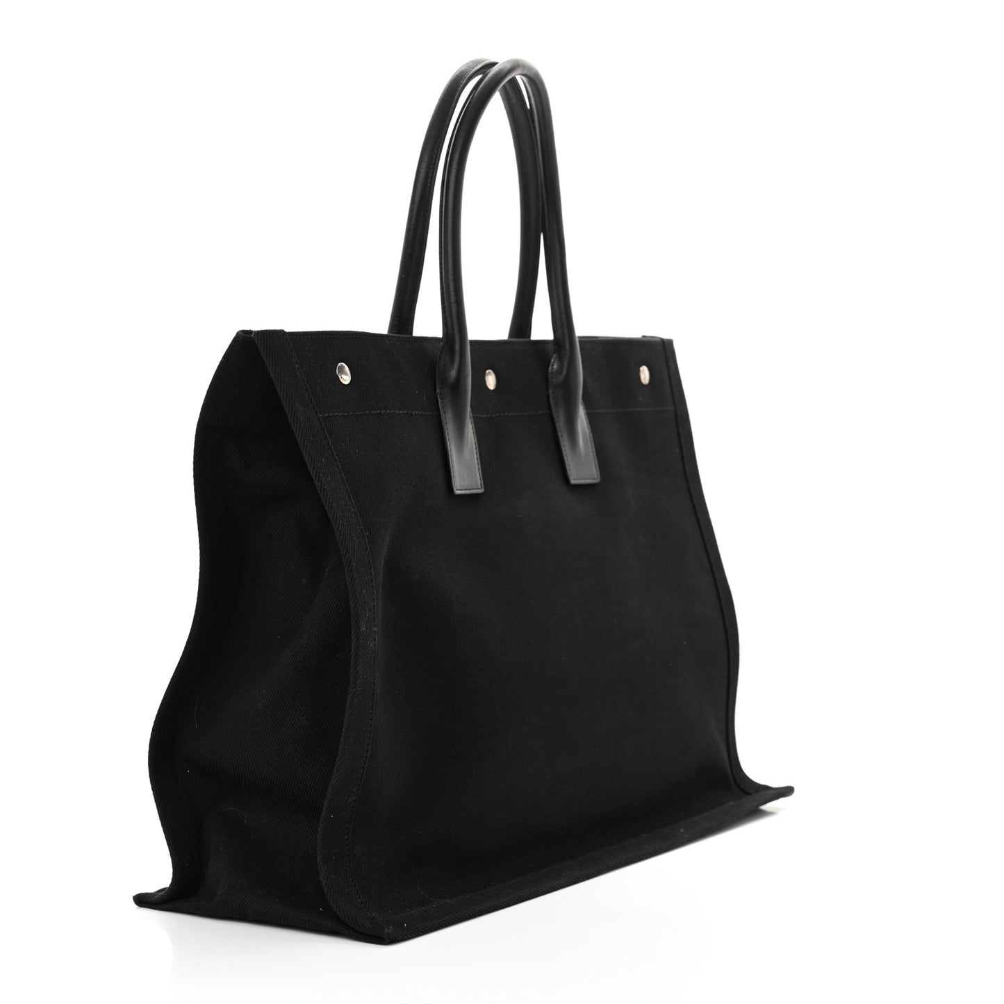 Linen Calfskin Rive Gauche Tote Black