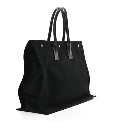 Saint Laurent Linen Calfskin Rive Gauche Tote Black 3 of 14