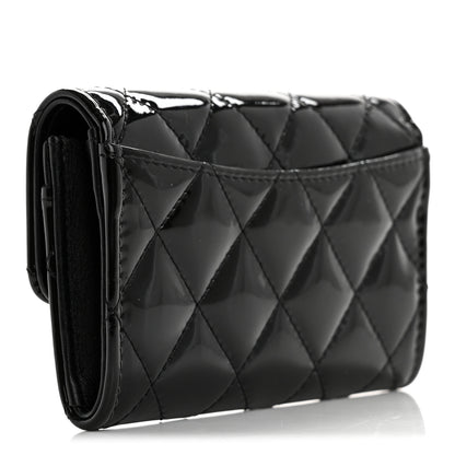 Chanel Patent Quilted Flap Card Holder Wallet Black 3 of 10