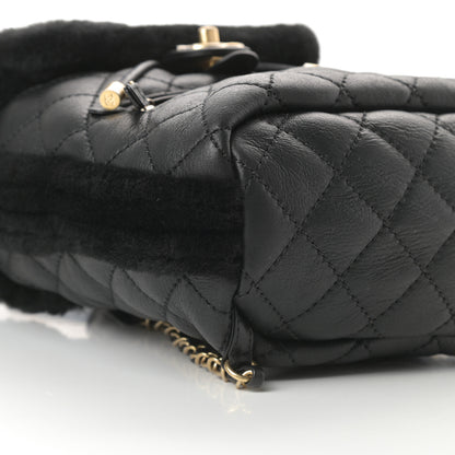 Chanel Lambskin Shearling Quilted CC Backpack Black 9 of 10