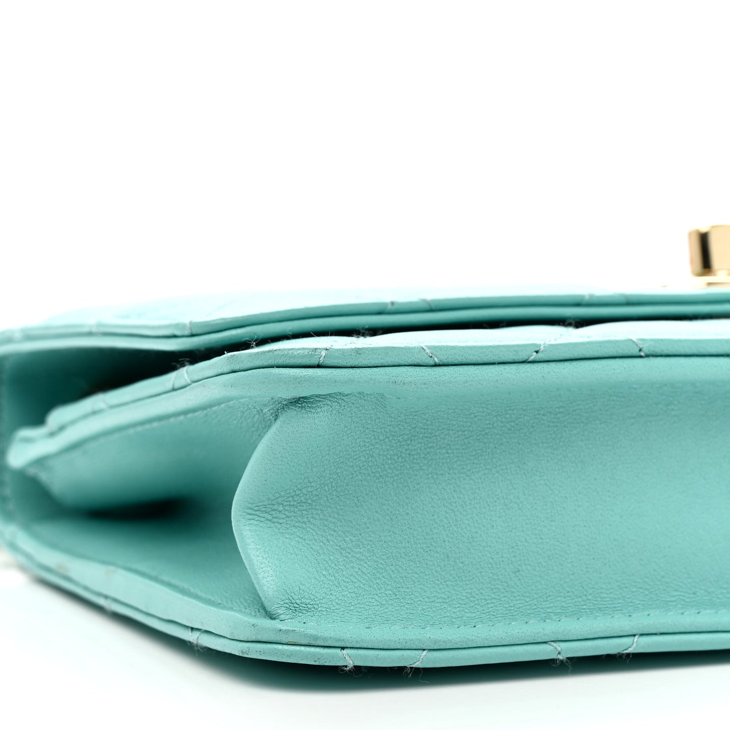 Lambskin Quilted Trendy CC Wallet On Chain WOC Turquoise
