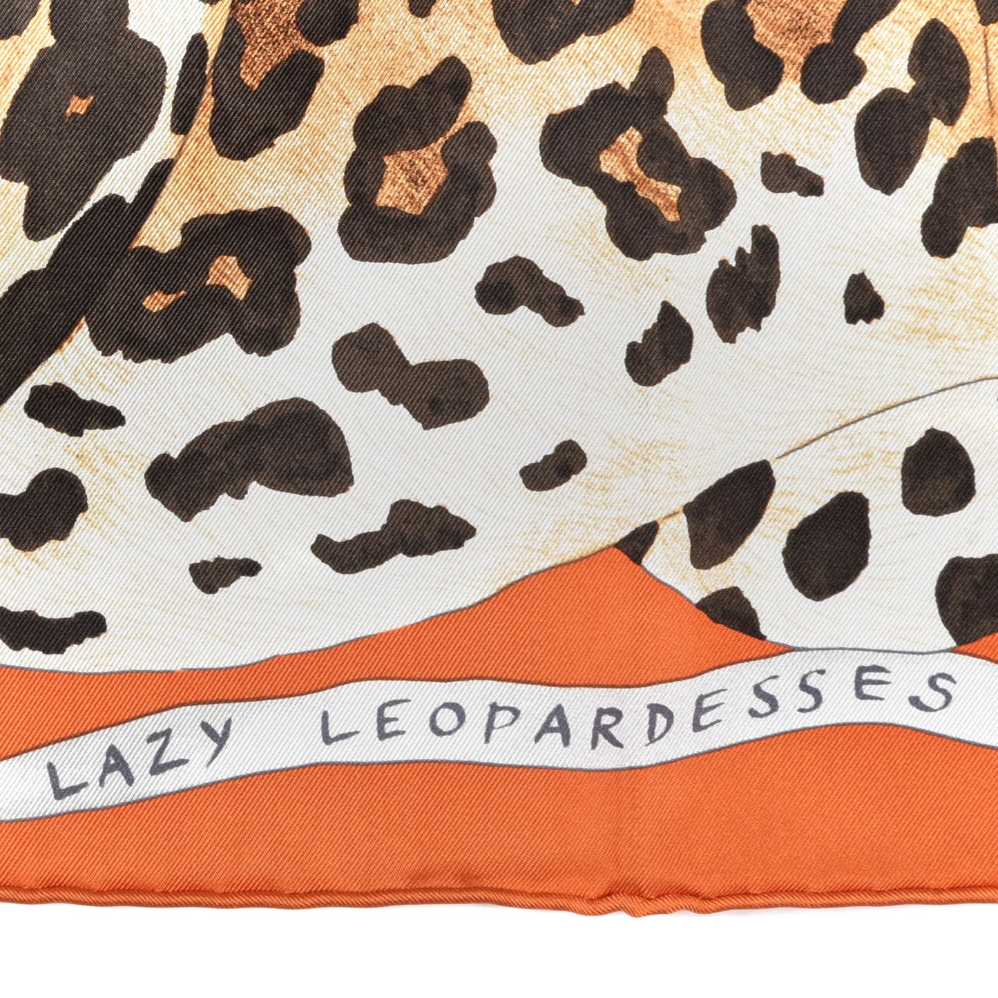 Silk Twill Lazy Leopardesses Scarf 90 Potiron Brun Miel