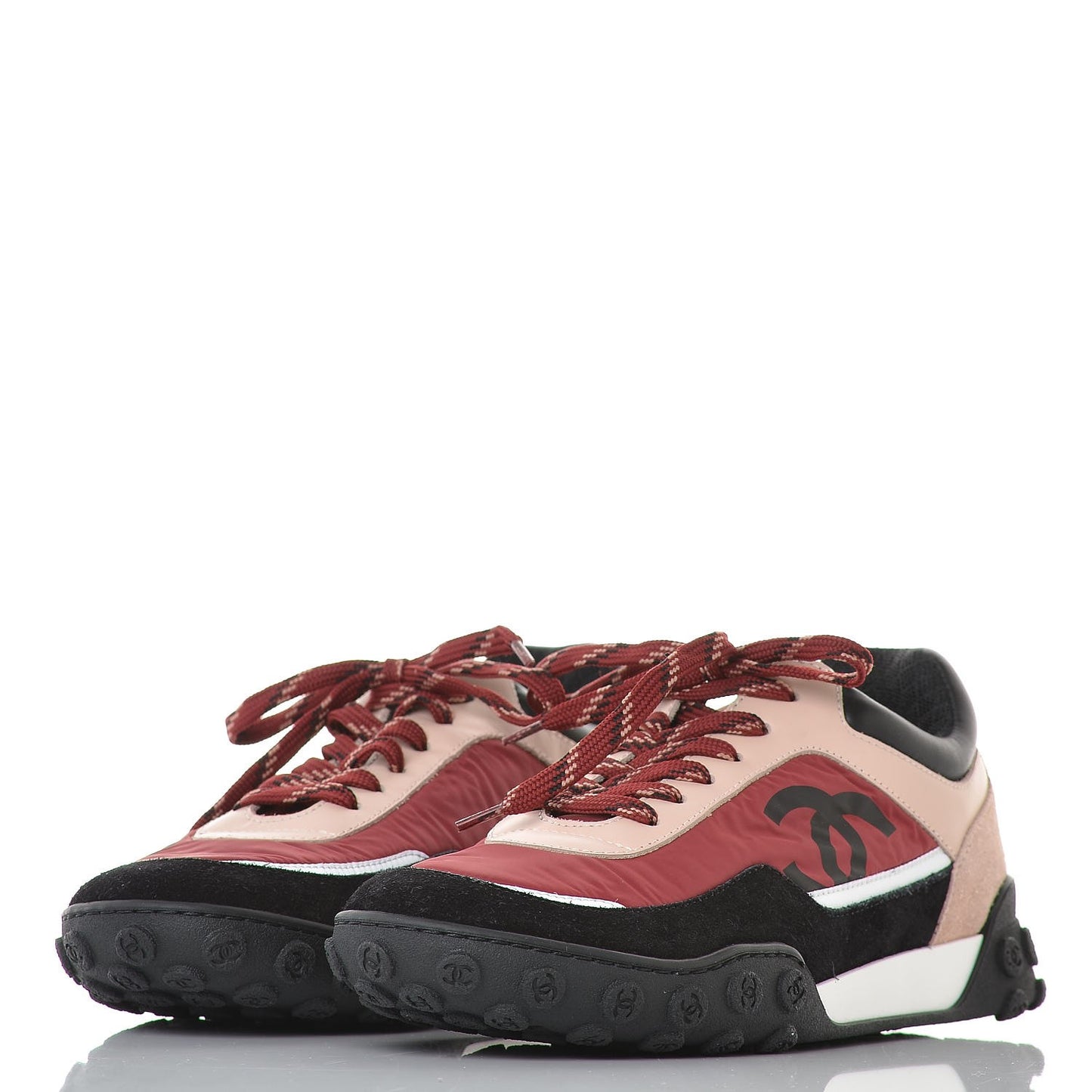 Nylon Calfskin Suede CC Womens Sneakers 37.5 Multicolor