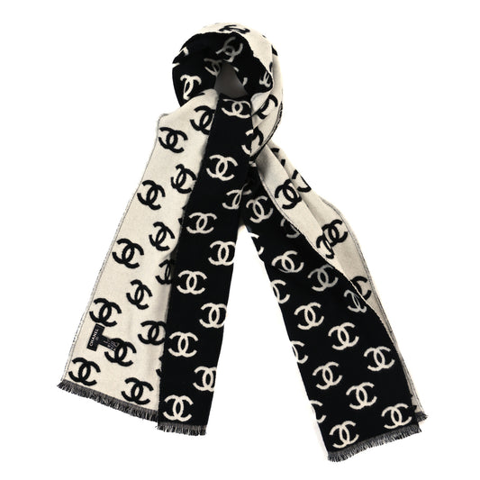 Wool Cashmere CC Scarf Black White