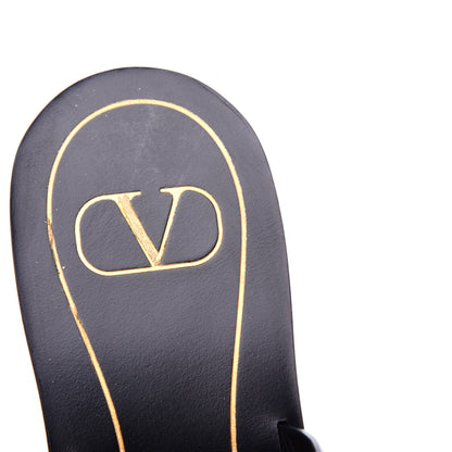 Valentino Garavani Calfskin Rockstud Flair Caged Flat Slide Sandals 36.5 Black 8 of 10