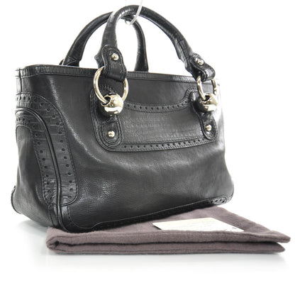 Celine Crocodile Embossed Leather Boogie Satchel Black 3 of 10