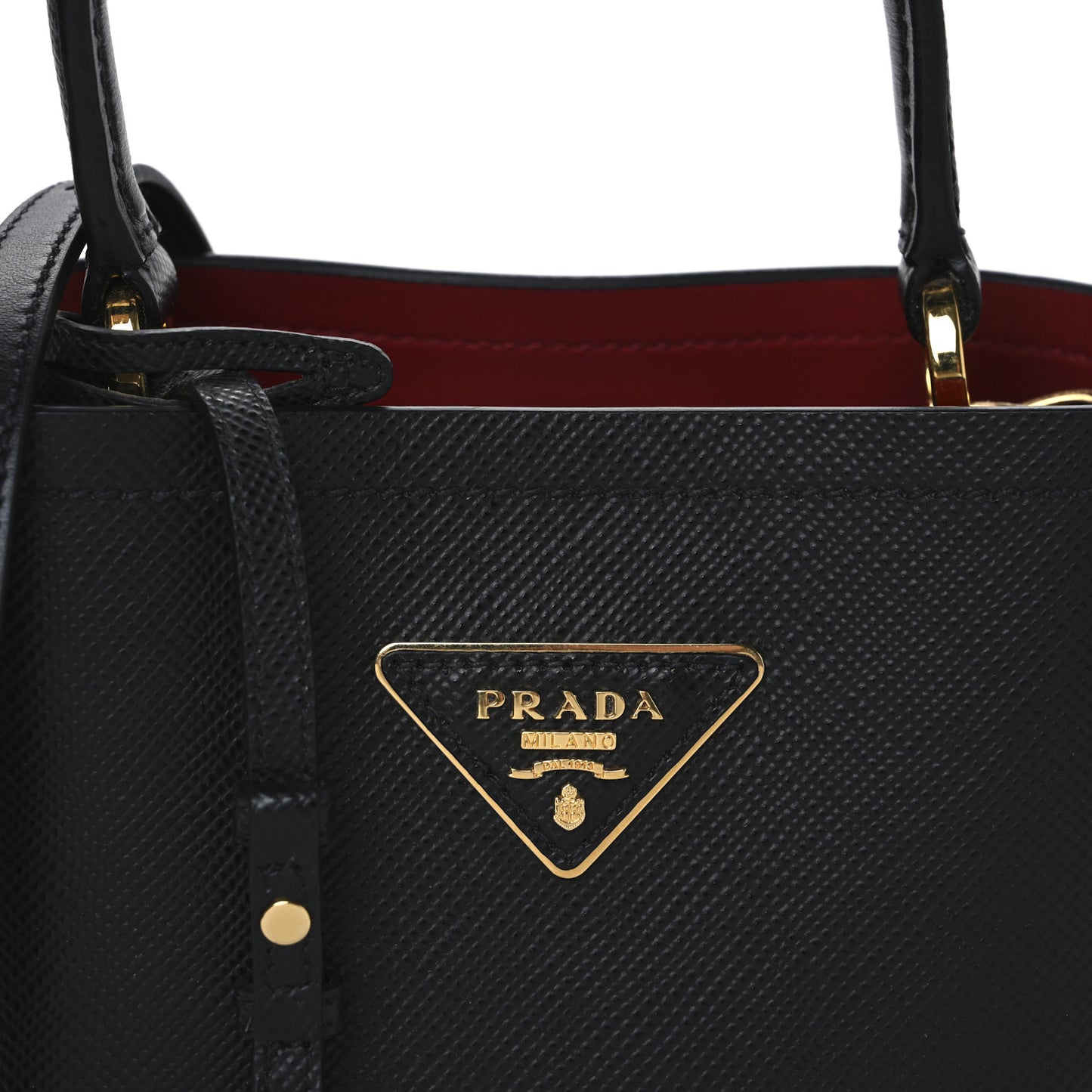 Saffiano Cuir Small Panier Bucket Bag Black Fuoco
