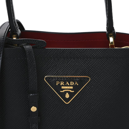 Prada Saffiano Cuir Small Panier Bucket Bag Black Fuoco 7 of 9