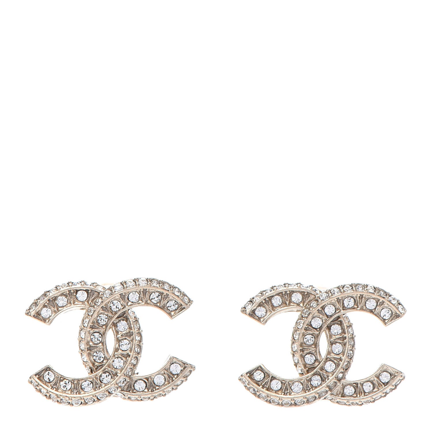 Chanel Crystal Timeless CC Earrings Light Gold 1 of 5