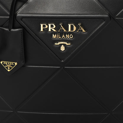 Prada Soft Calfskin Triangolo Symbole Embossed Medium Tote Black 7 of 9