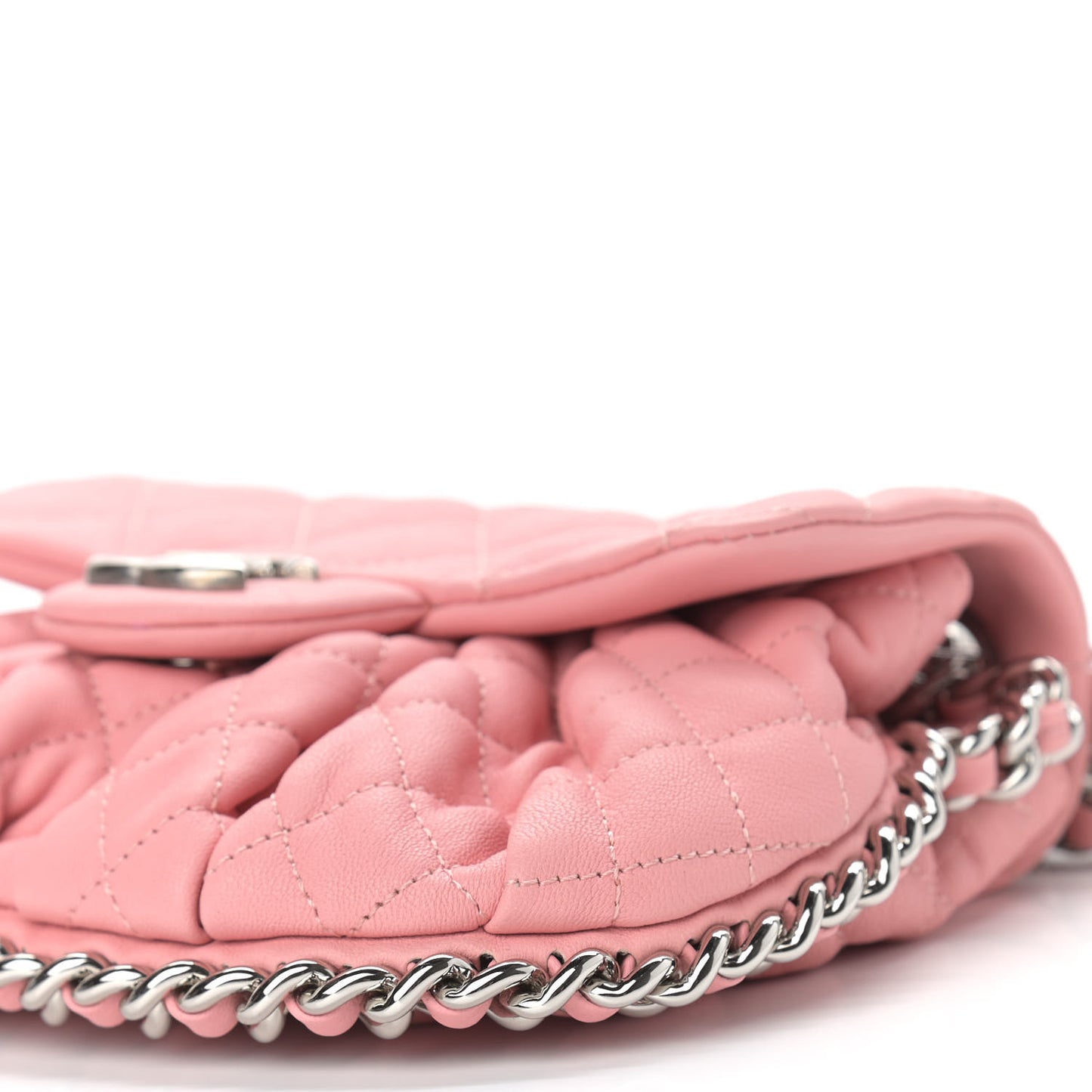 Washed Lambskin Quilted Mini Chain Around Messenger Pink