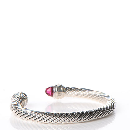 David Yurman Sterling Silver Diamond Pink Tourmaline 7mm Cable Classics Bracelet 3 of 5