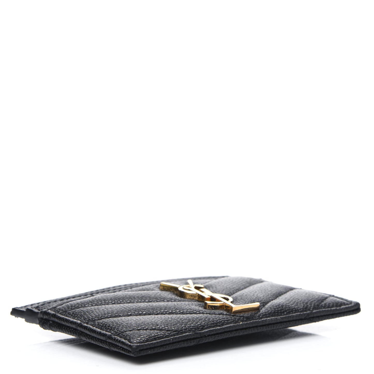 Grain De Poudre Matelasse Chevron Monogram Credit Card Case Black