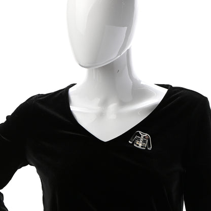 Chanel Resin Pearl Tweed Cardigan CC Brooch Black White 2 of 5