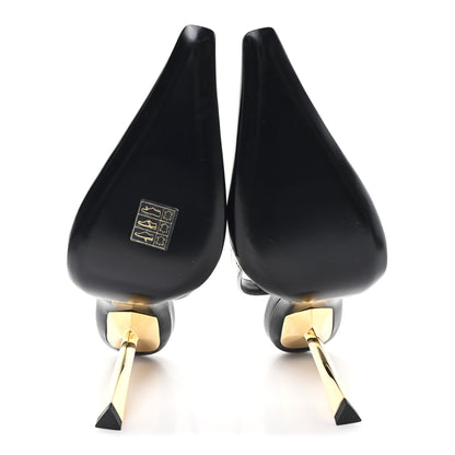Saint Laurent Glazed Calfskin Lee 110 Slingback Pumps 36.5 Black 6 of 10