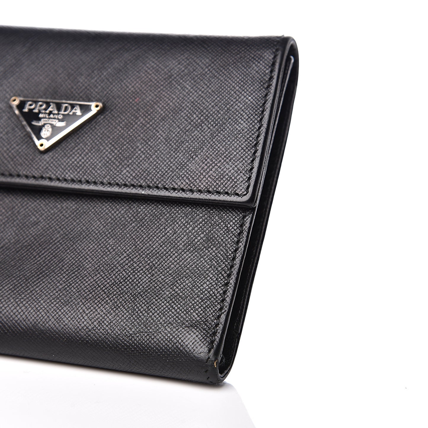 Saffiano Tri-Fold Compact Wallet Black