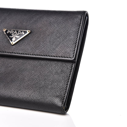Prada Saffiano Tri-Fold Compact Wallet Black 7 of 10