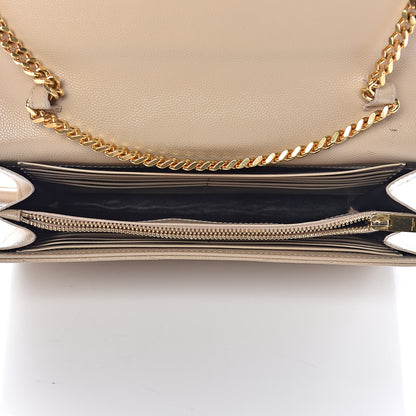 Saint Laurent Grain De Poudre Matelasse Chevron Monogram Chain Wallet Deep Beige 5 of 11